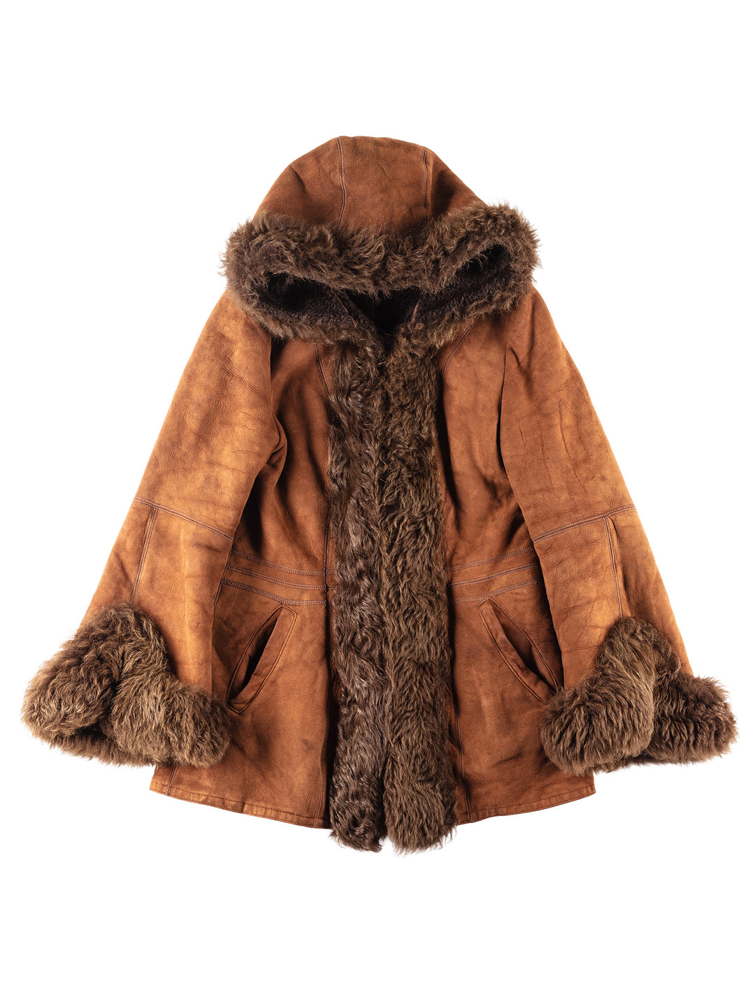 Vintage 70's Women Sheepskin Coat in Brown