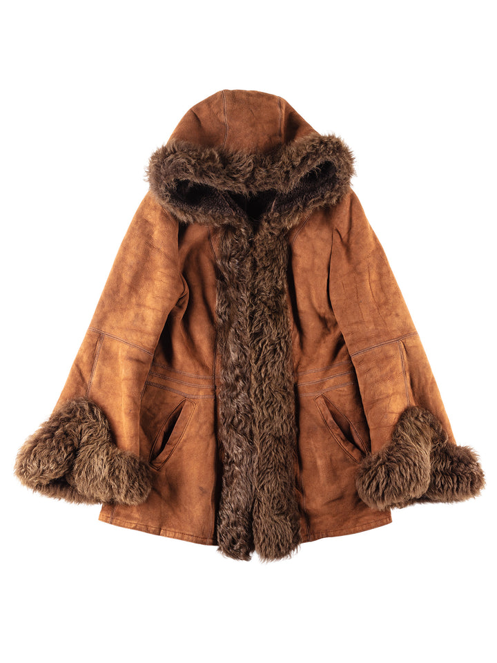 Vintage 70's Women Sheepskin Coat in Brown