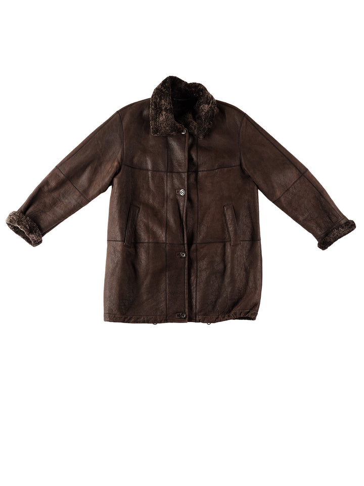 Vintage 80's Women Sheepskin Coat in BrownMN539
