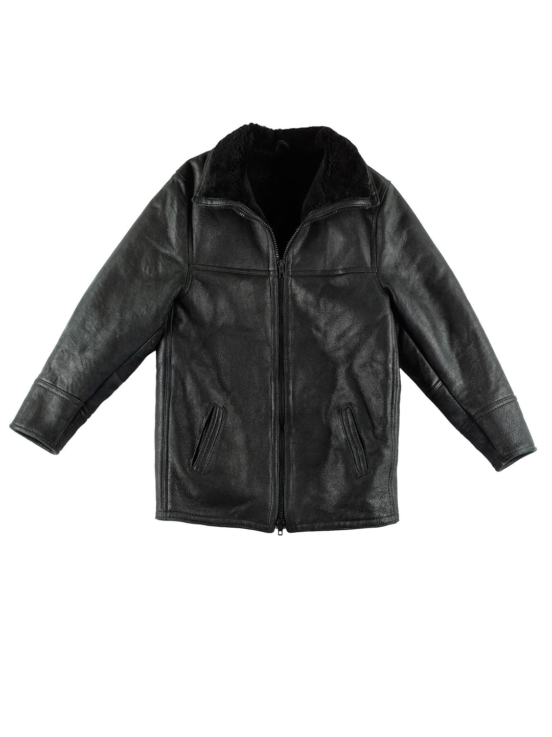 Vintage 80's Men Sheepskin Coat in BlackVN467