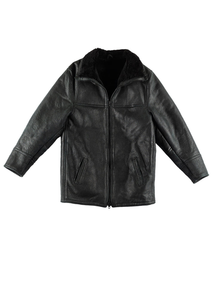 Vintage 80's Men Sheepskin Coat in BlackVN467
