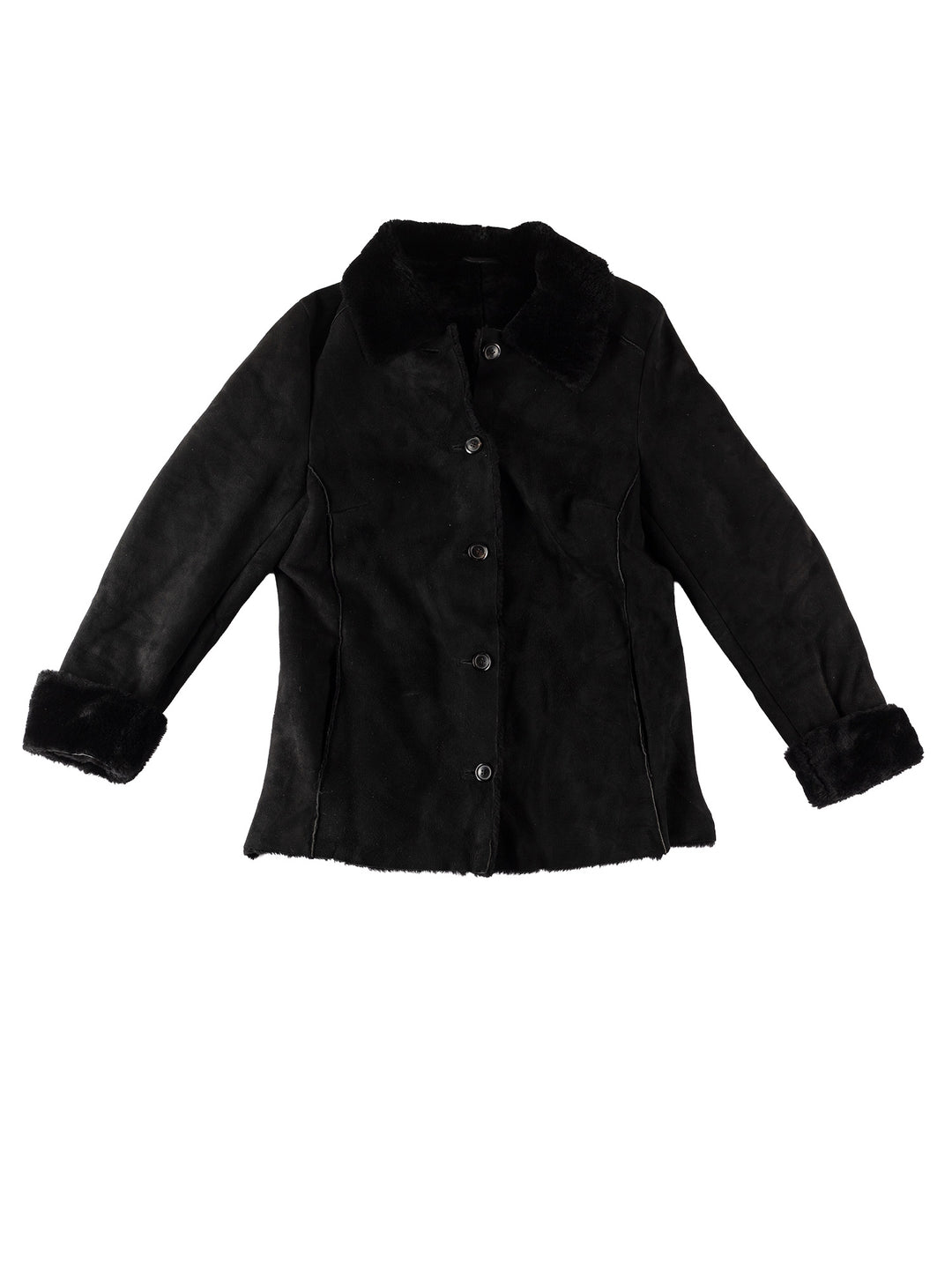 Vintage 80's Women Sheepskin Jacket in BlackMN571