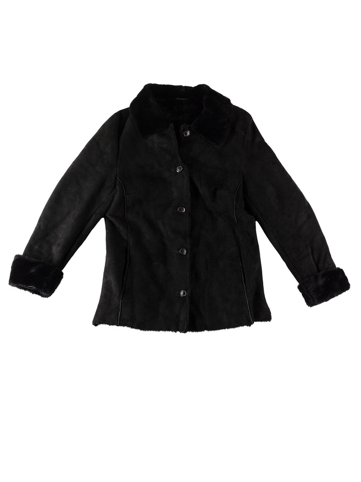 Vintage 80's Women Sheepskin Jacket in BlackMN571