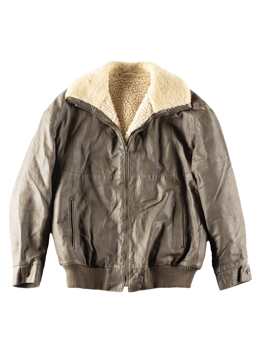 Vintage 90's Men Faux Sheepskin Jacket in Gray