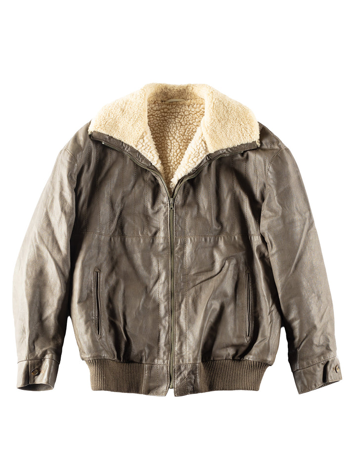 Vintage 90's Men Faux Sheepskin Jacket in Gray