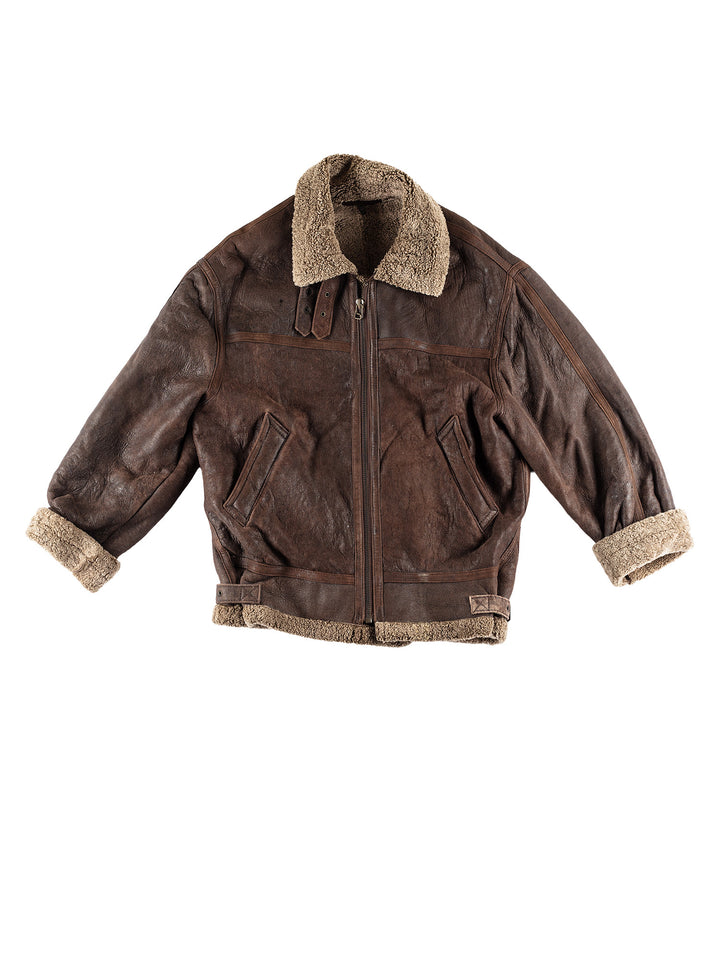 Vintage 80's Men Sheepskin Jacket in BrownVN451
