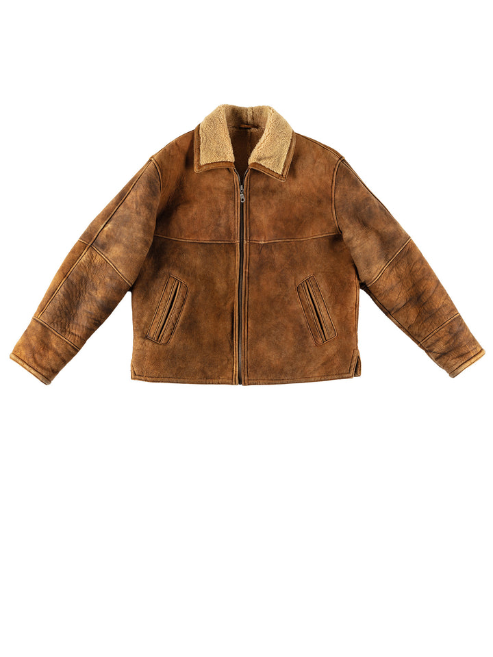 Vintage 80's Men Sheepskin Jacket in BrownVN700