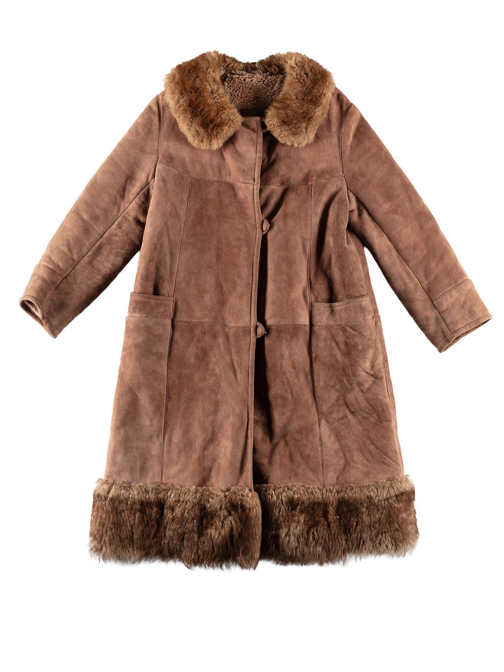 Vintage 80's Women Penny Lane Sheepskin Coat in Brown