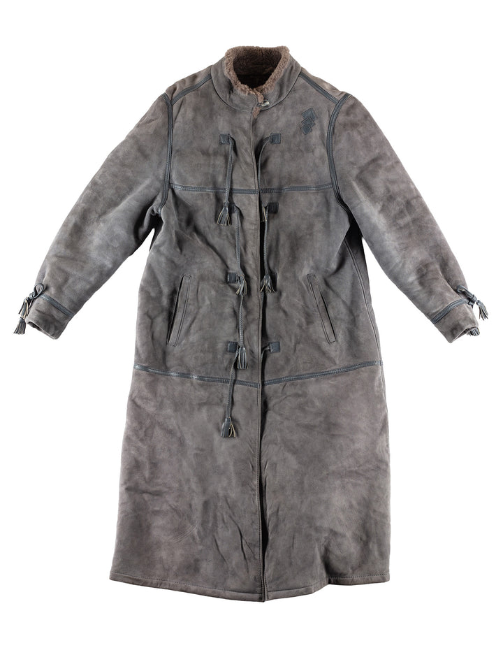 Vintage 80's Women Sheepskin Coat in GrayMN507