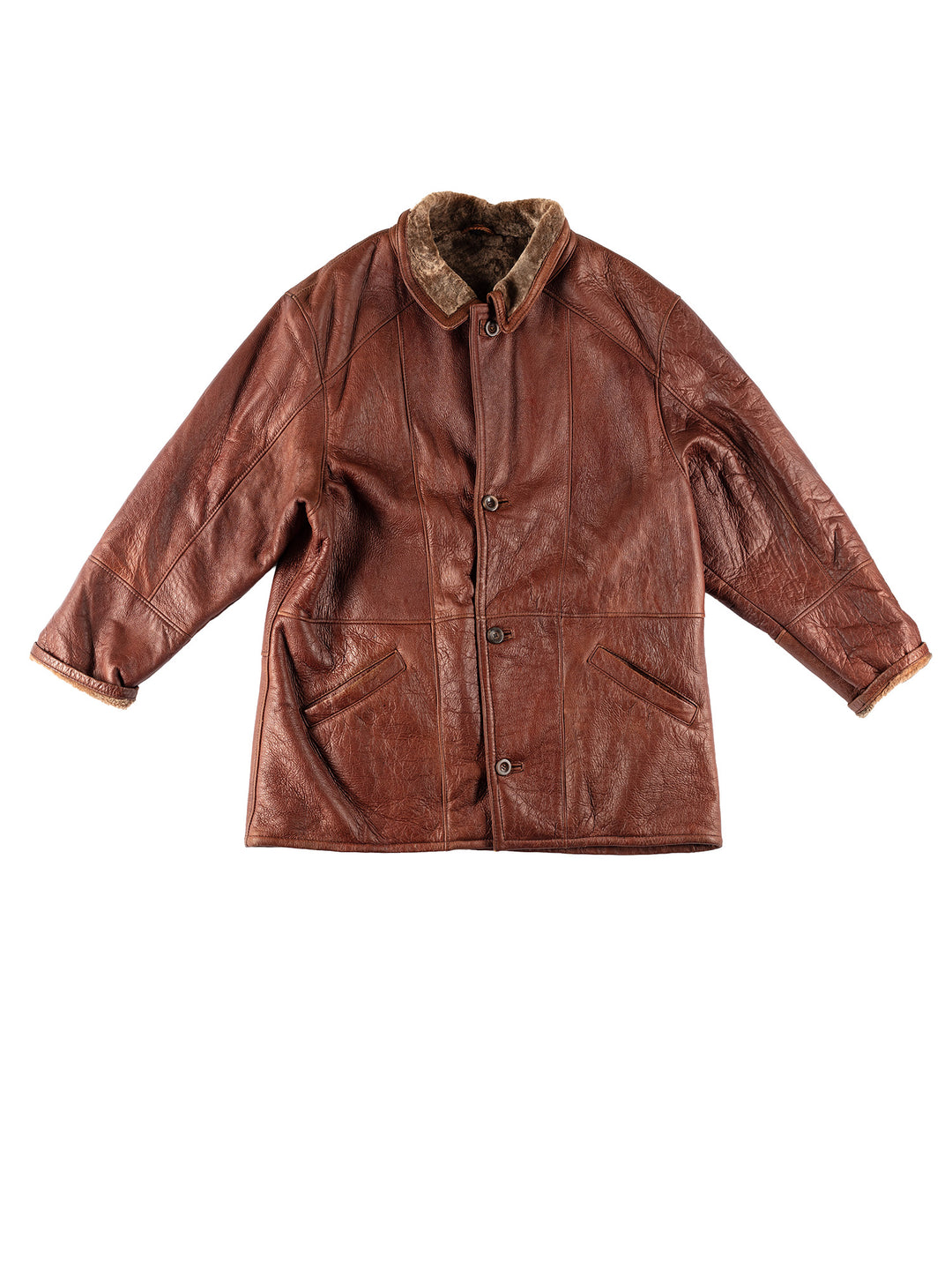 Vintage 80's Men Sheepskin Coat in BrownVN713