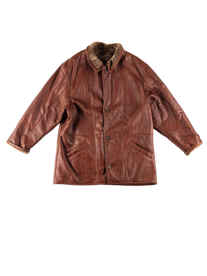 Vintage 80's Men Sheepskin Coat in BrownVN713