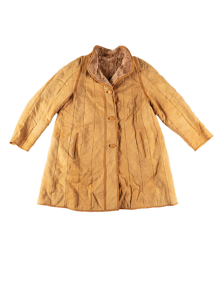 Vintage 80's Women Sheepskin Coat in BrownMN657