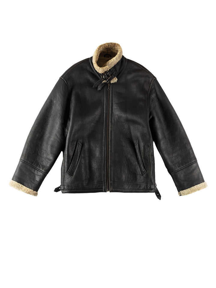 Vintage 80's Men Sheepskin Jacket in BlackVN527