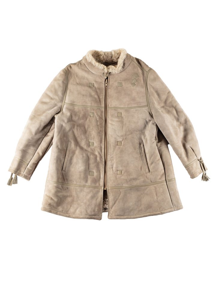 Vintage 90's Women Suede Coat in BeigeMN543