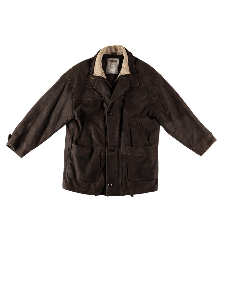 Vintage 80's Men Suede Coat in BrownVN554