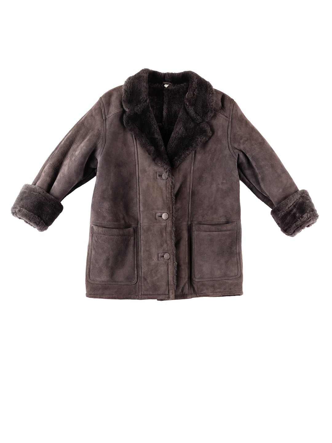 Vintage 80's Women Sheepskin Coat in PurpleMN278