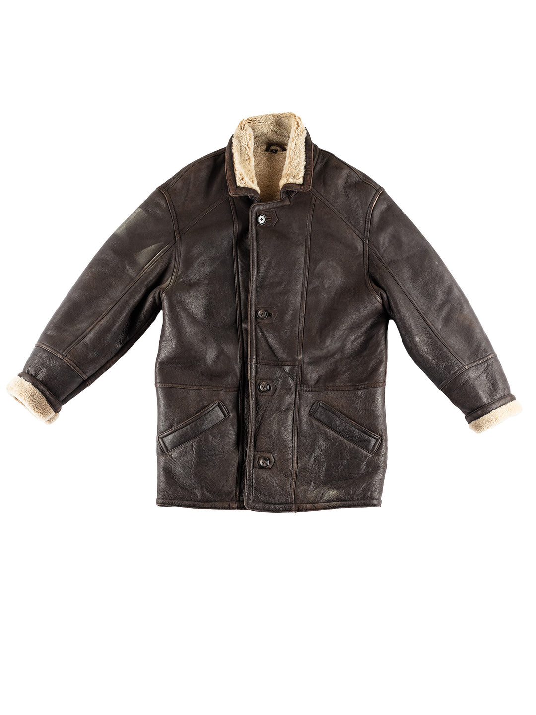 Vintage 80's Men Sheepskin Coat in BrownVN447
