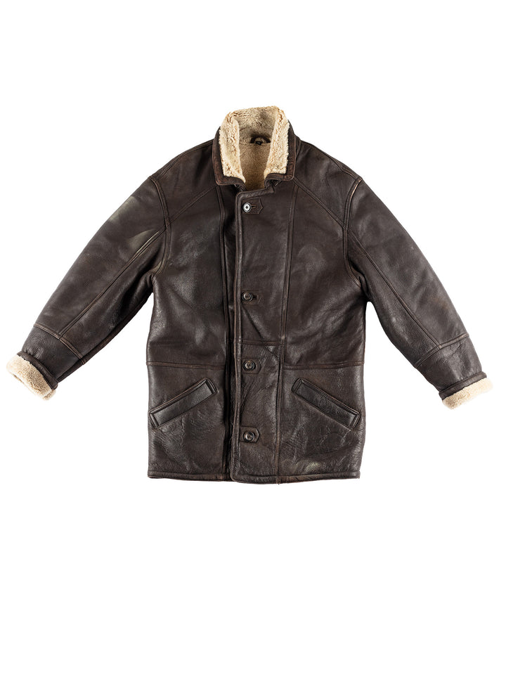 Vintage 80's Men Sheepskin Coat in BrownVN447