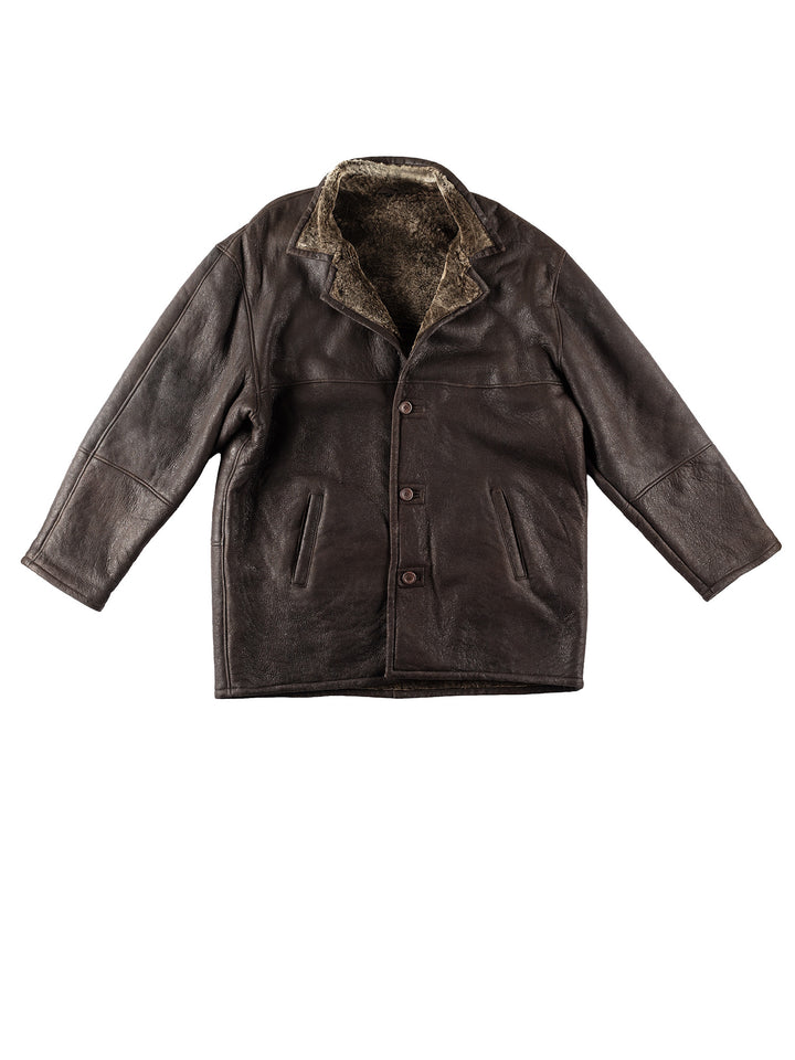 Vintage 80's Men Sheepskin Coat in BrownVN181