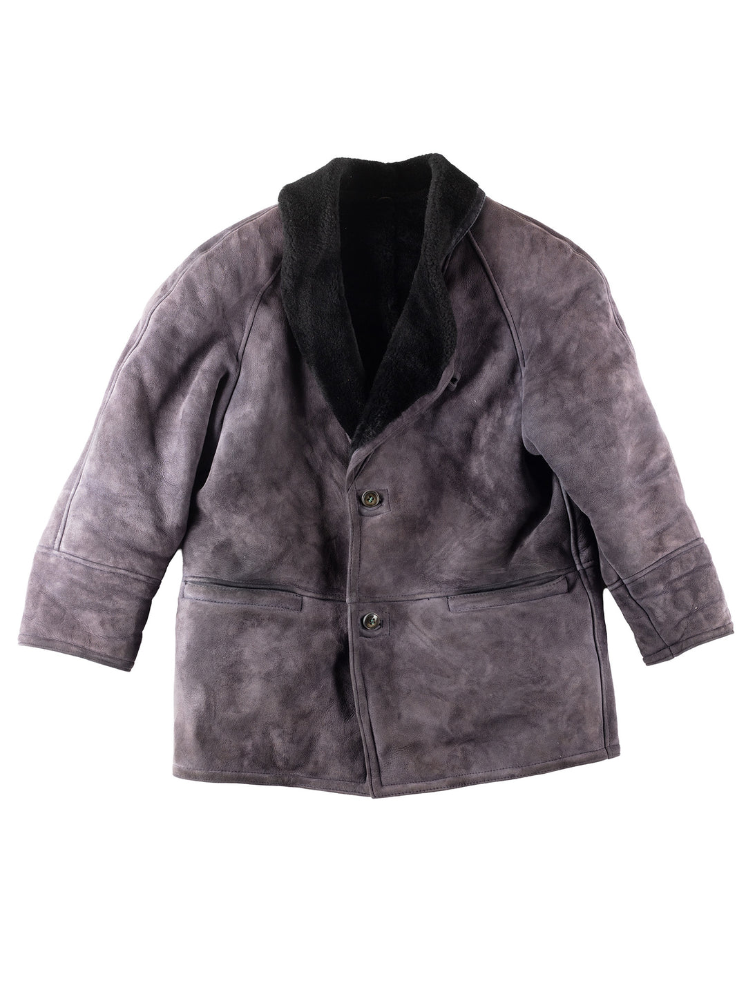 Vintage 80's Men Sheepskin Coat in Purple