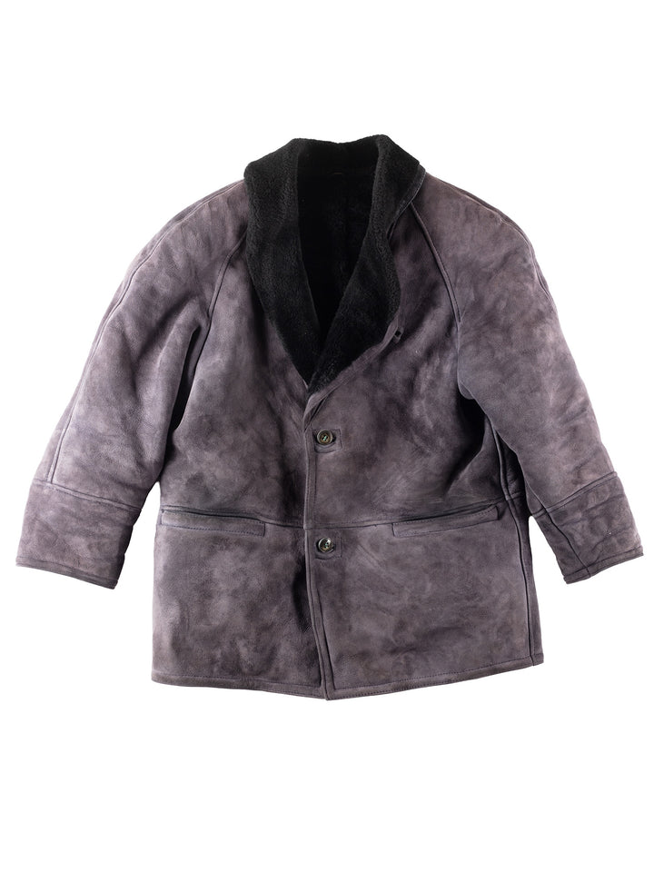 Vintage 80's Men Sheepskin Coat in Purple