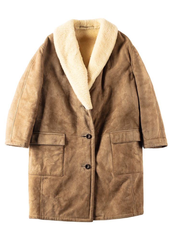 Vintage 70's Women Sheepskin Shearling Coat in Brown