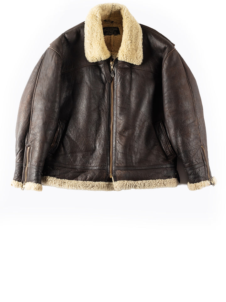 Avirex B-3 Shearling Flight Jacket Brown Leather WWII USAAF Bomber Jacket