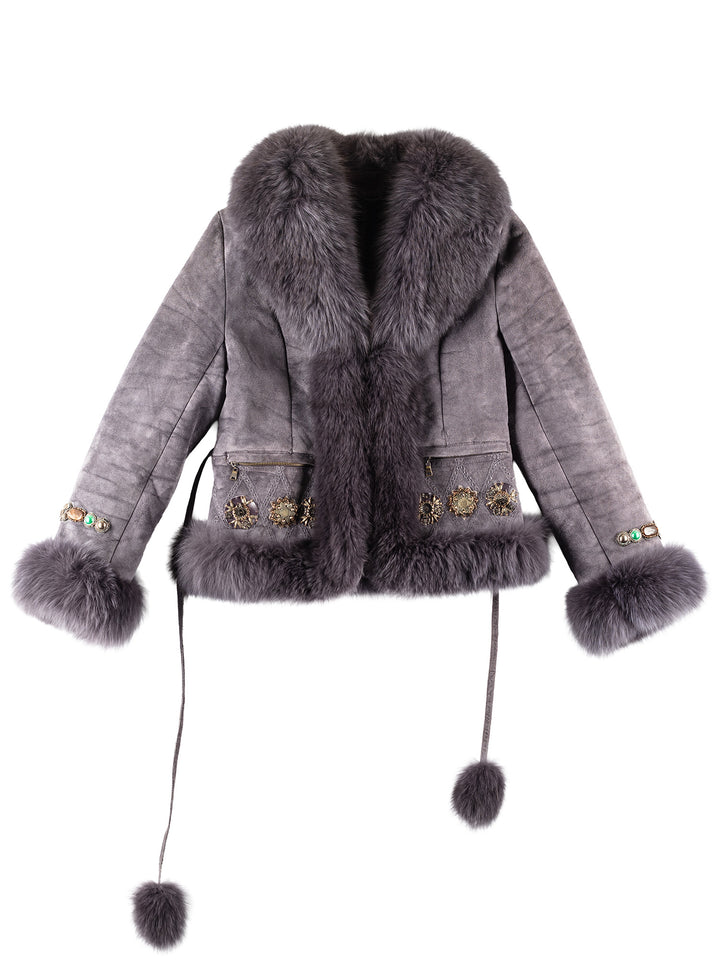 Vintage 00's Women Sheepskin Coat in Purple