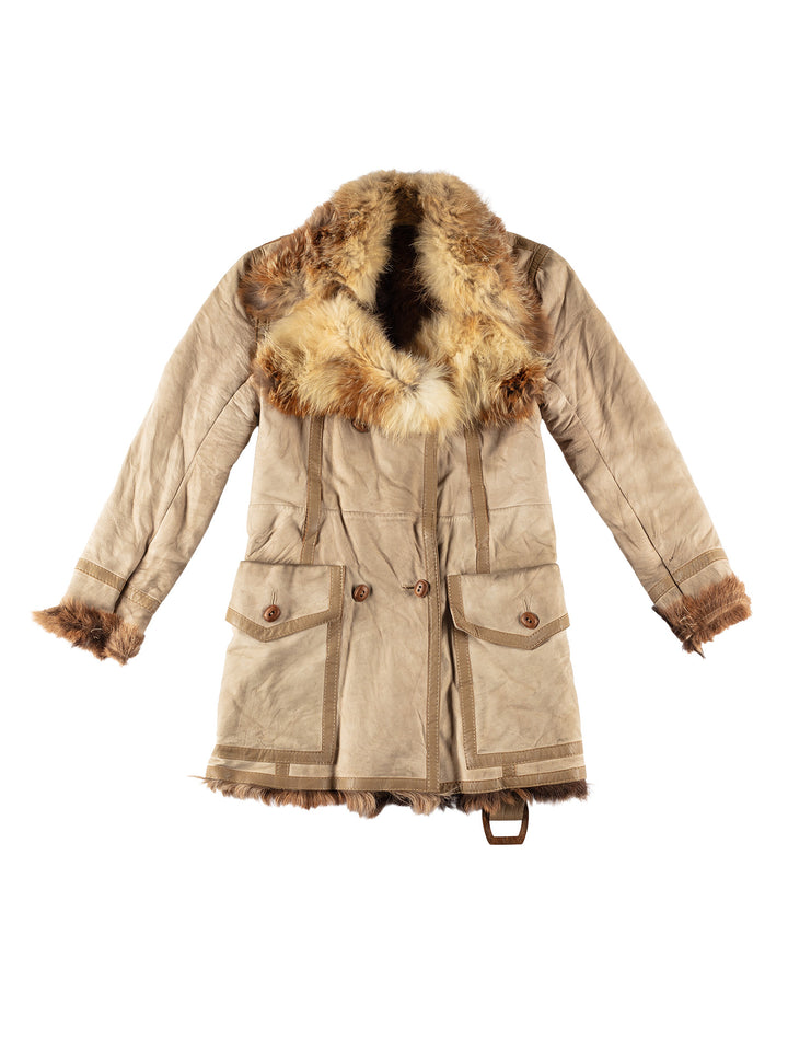 Vintage 70's Women Sheepskin Coat in BeigeMN623