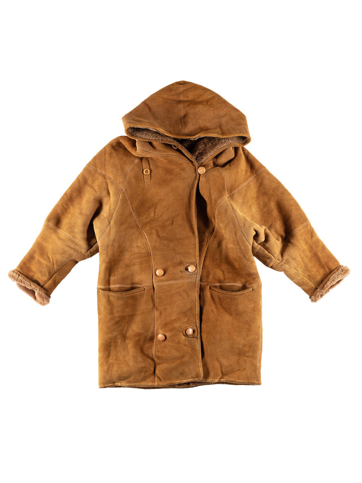 Vintage 80's Women Sheepskin Coat in BrownMN750