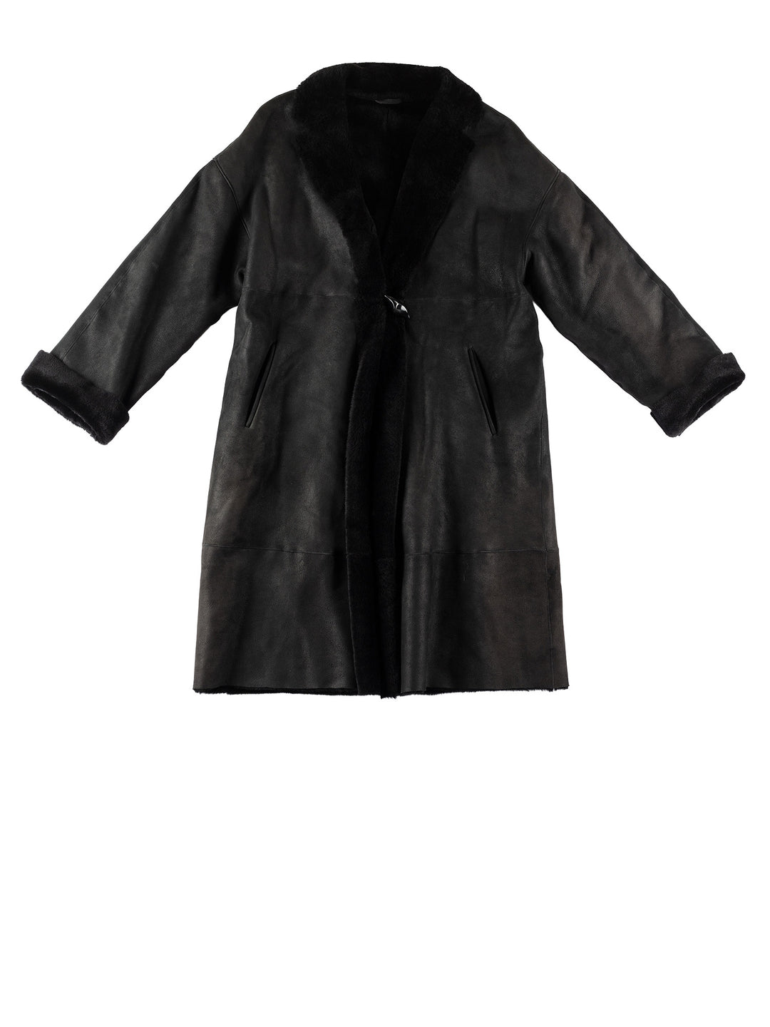 Vintage 80's Women Sheepskin Coat in BlackMN638