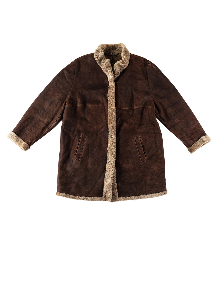 Vintage 80's Women Sheepskin Coat in BrownMN586