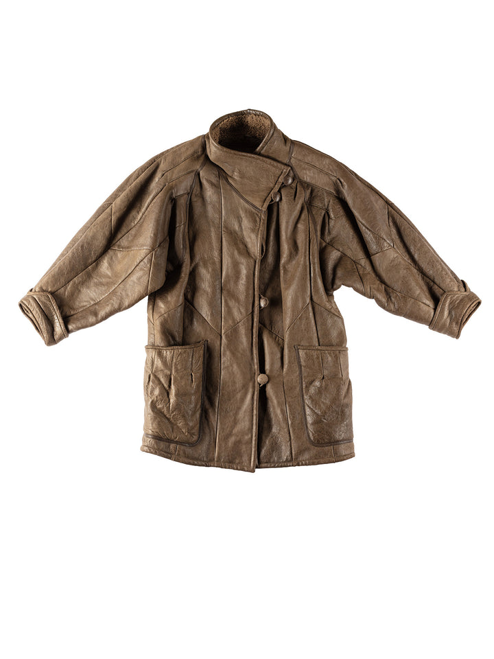 Vintage 80's Women Sheepskin Coat in BrownMN529