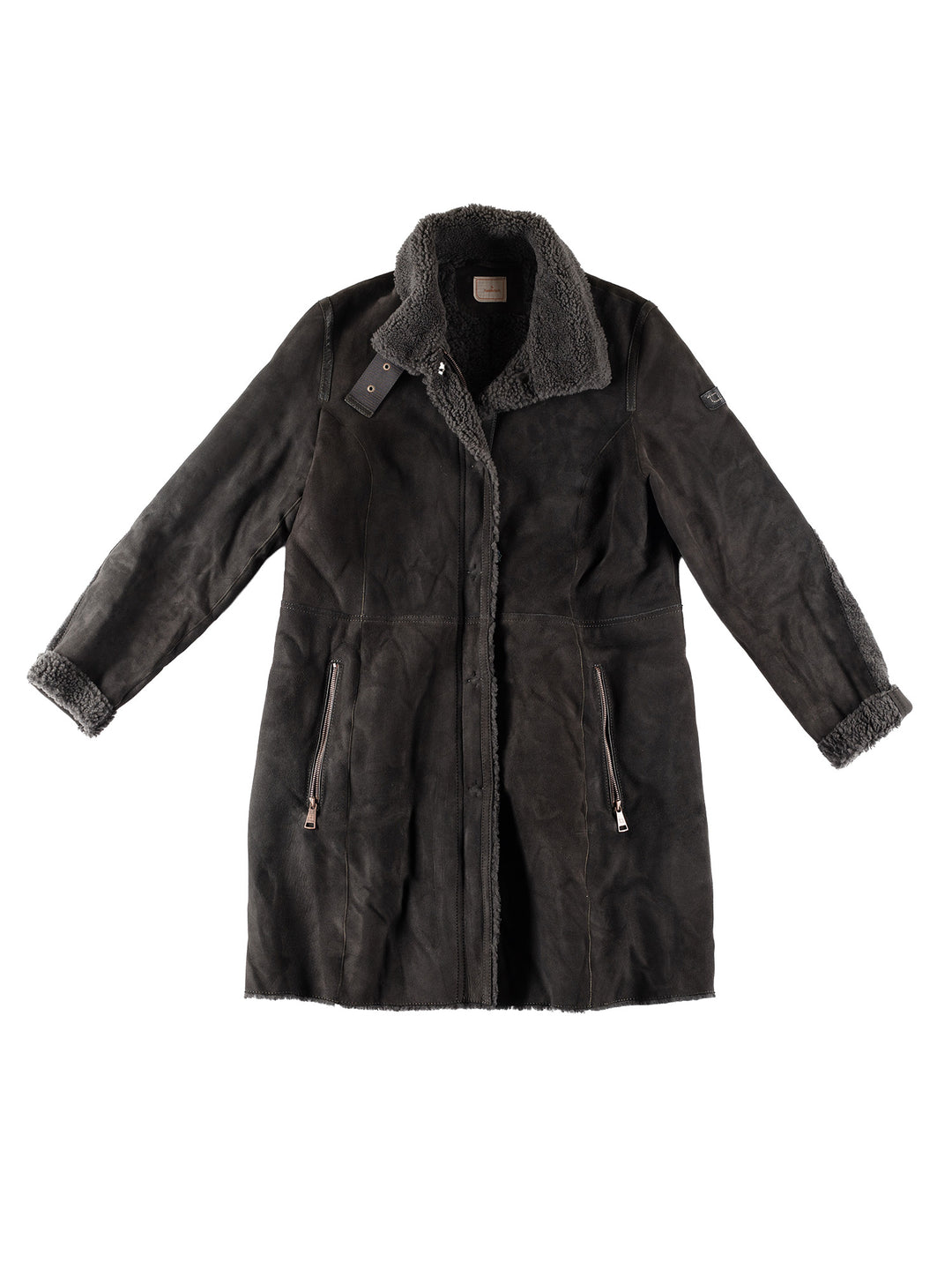 Vintage 80's Women Sheepskin Coat in GrayMN473