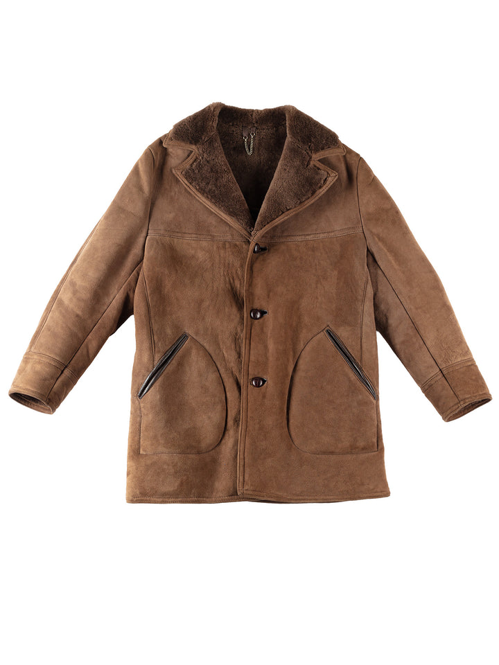 Vintage 80's Men Sheepskin Coat in BrownVN280