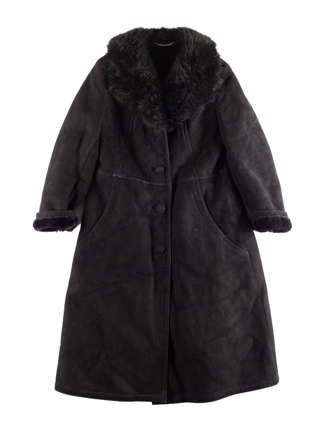 Vintage 90's Women Sheepskin Coat in Black