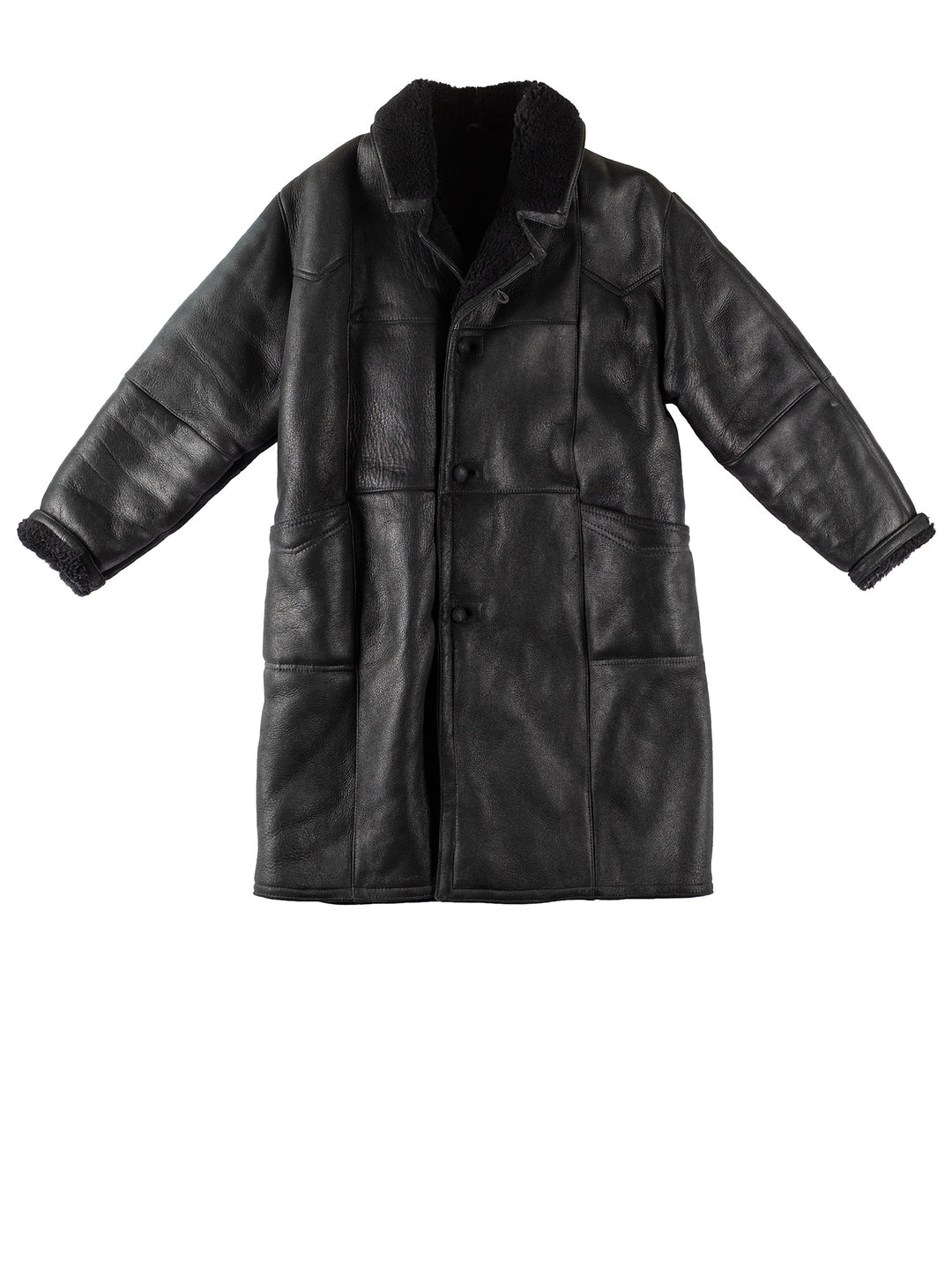 Vintage 90's Men Sheepskin Coat in BlackVN311