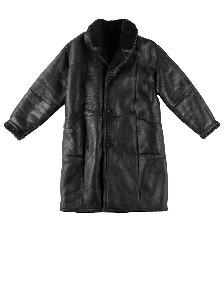 Vintage 90's Men Sheepskin Coat in BlackVN311