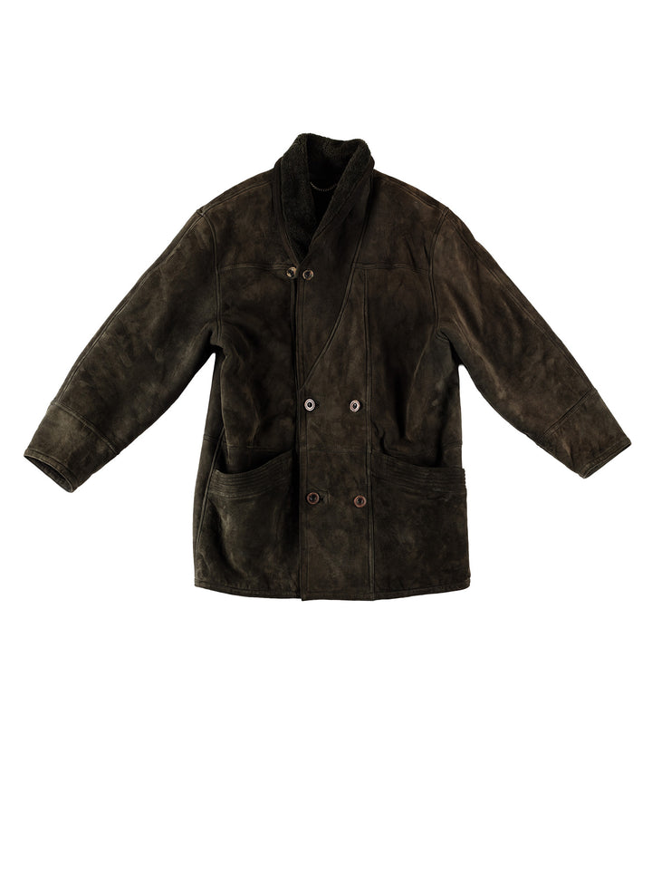 Vintage 80's Men Sheepskin Coat in GreenVN550