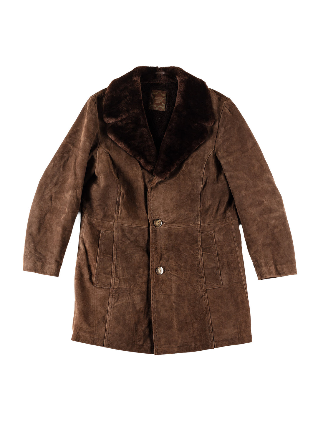 Vintage 70's Men Faux Sheepskin Coat in BrownVN679