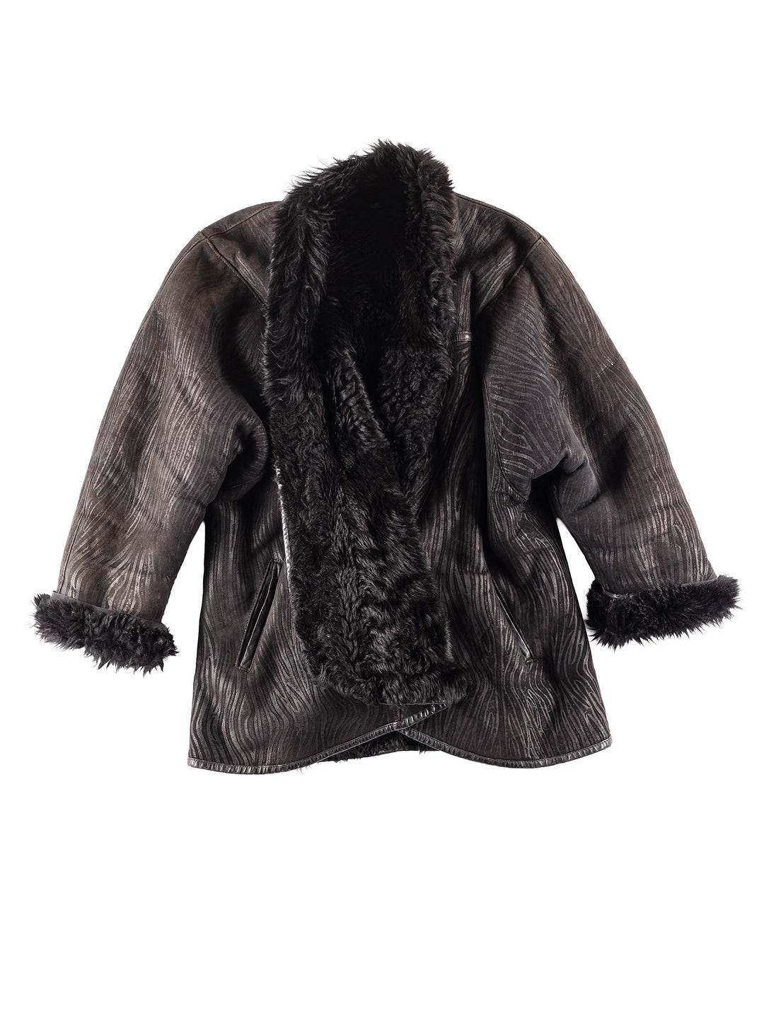 Vintage 00's Women Sheepskin Coat in Black
