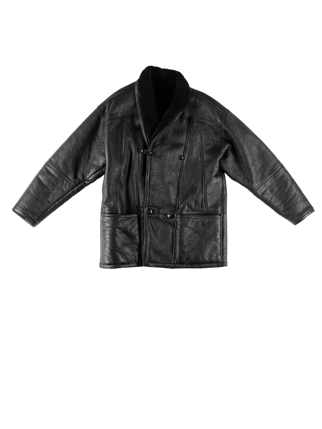 Vintage 80's Men Sheepskin Coat in BlackVN717