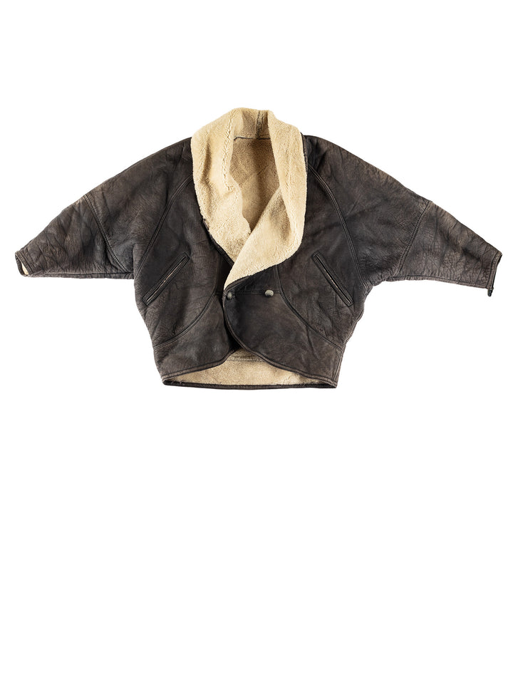 Vintage 80's Women Sheepskin Vest in BlackMN658