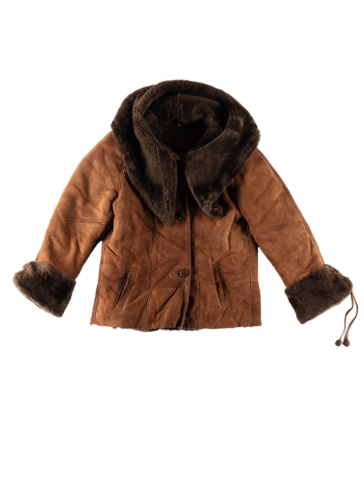 Vintage 70's Women Sheepskin Coat in BrownMN469