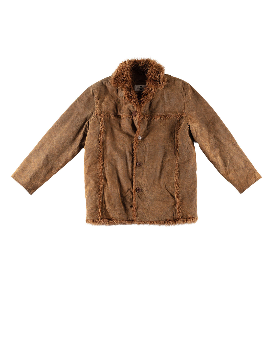 Vintage 80's Men Faux Sheepskin Coat in BrownVN641