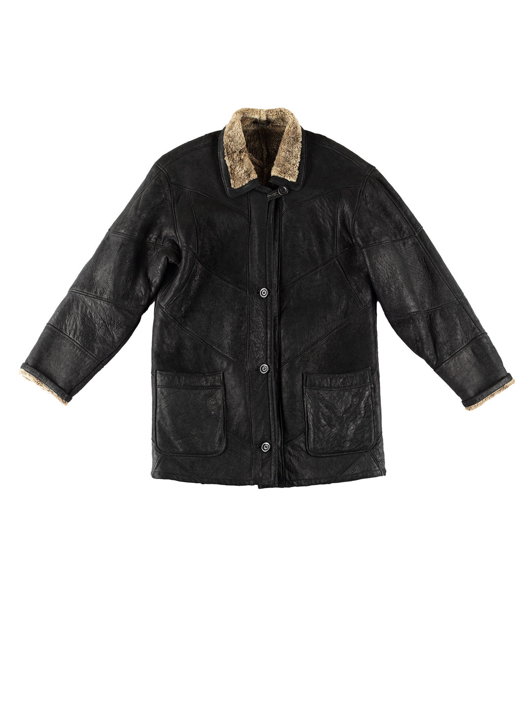 Vintage 80's Women Sheepskin Coat in BlackMN758