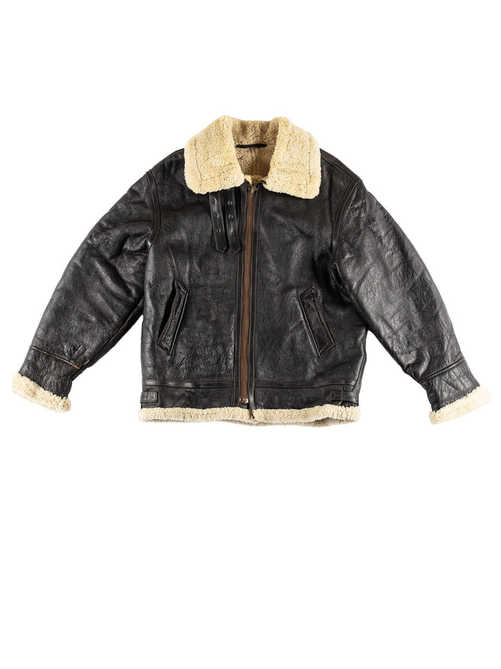 Vintage 80's Men Sheepskin Jacket in BlackVN457