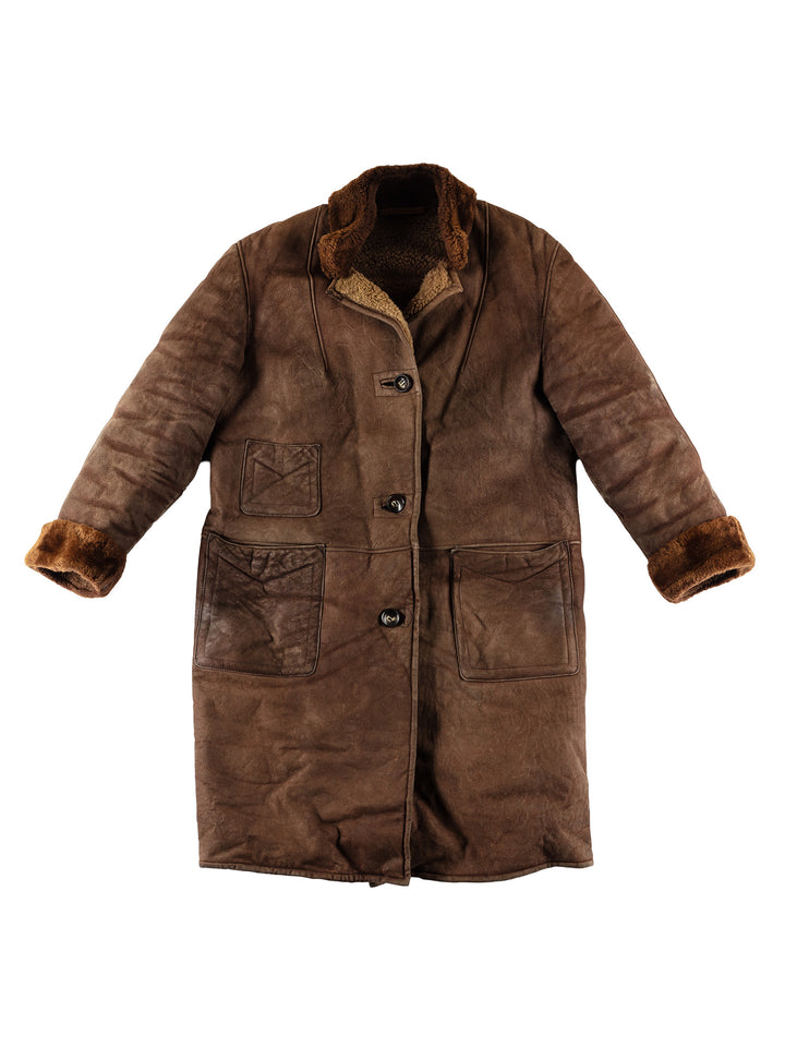 Vintage 90's Women Sheepskin Coat in BrownMN618