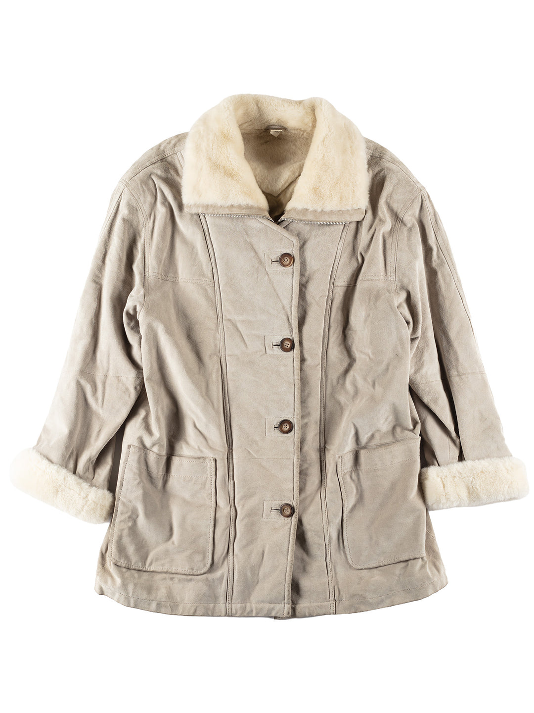 Vintage 00's Women Faux Sheepskin Coat in Gray