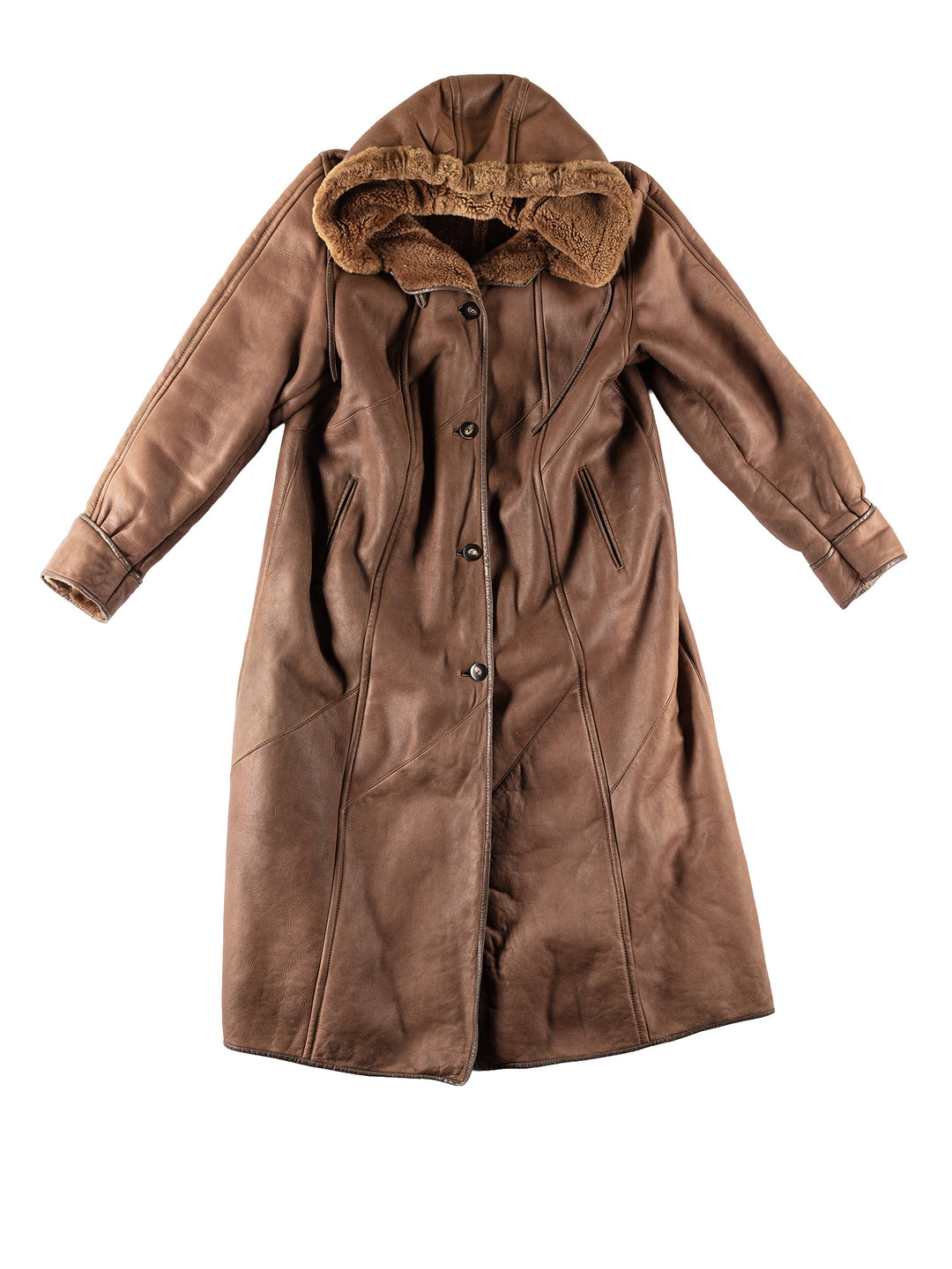 Vintage 80's Women Sheepskin Coat in BrownMN776